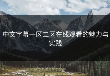 中文字幕一区二区在线观看的魅力与实践