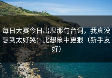 每日大赛今日出现那句台词，我真没想到太好哭：比想象中更狠（新手友好）