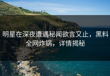 明星在深夜遭遇秘闻欲言又止，黑料全网炸锅，详情揭秘