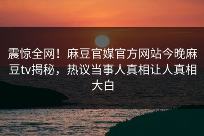 震惊全网！麻豆官媒官方网站今晚麻豆tv揭秘，热议当事人真相让人真相大白