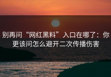 别再问“网红黑料”入口在哪了：你更该问怎么避开二次传播伤害