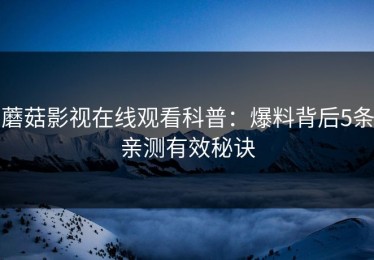 蘑菇影视在线观看科普：爆料背后5条亲测有效秘诀