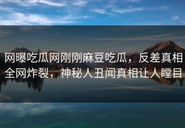 网曝吃瓜网刚刚麻豆吃瓜，反差真相全网炸裂，神秘人丑闻真相让人瞠目