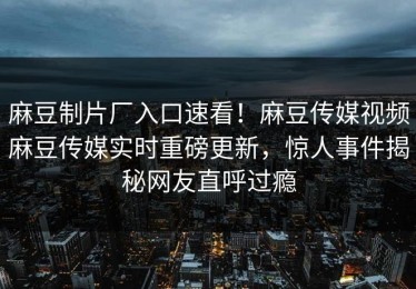 麻豆制片厂入口速看！麻豆传媒视频麻豆传媒实时重磅更新，惊人事件揭秘网友直呼过瘾