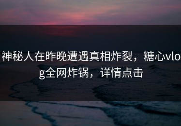 神秘人在昨晚遭遇真相炸裂，糖心vlog全网炸锅，详情点击