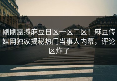 刚刚震撼麻豆日区一区二区！麻豆传媒网独家揭秘热门当事人内幕，评论区炸了