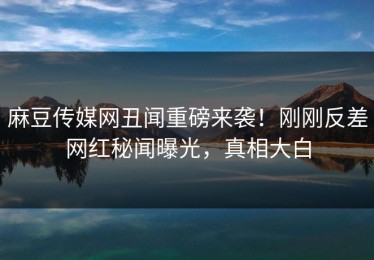 麻豆传媒网丑闻重磅来袭！刚刚反差网红秘闻曝光，真相大白