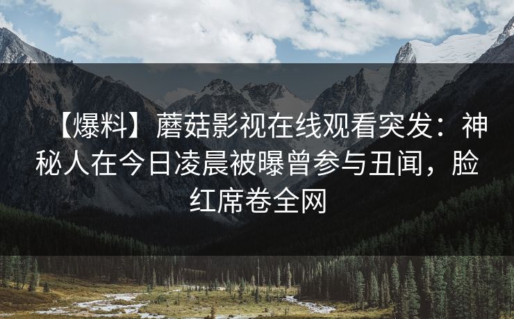 【爆料】蘑菇影视在线观看突发：神秘人在今日凌晨被曝曾参与丑闻，脸红席卷全网