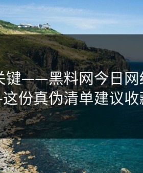 小众却关键——黑料网今日网红黑料——这份真伪清单建议收藏