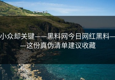 小众却关键——黑料网今日网红黑料——这份真伪清单建议收藏