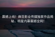 震撼上线！麻豆影业传媒独家作品揭秘，明星内幕震撼全网！