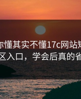 你以为你懂其实不懂17c网站短视频的分区入口，学会后真的省事