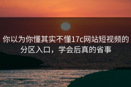 你以为你懂其实不懂17c网站短视频的分区入口，学会后真的省事