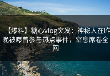 【爆料】糖心vlog突发：神秘人在昨晚被曝曾参与热点事件，窒息席卷全网
