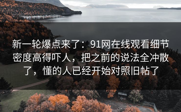新一轮爆点来了:91网在线观看细节密度高得吓人,把之前的说法全冲散了,懂的人已经开始对照旧帖了 新一轮爆点来了:91网在线观看细节密度高得吓人,把之前的说法全冲散了,懂的人已经开始对照旧帖了